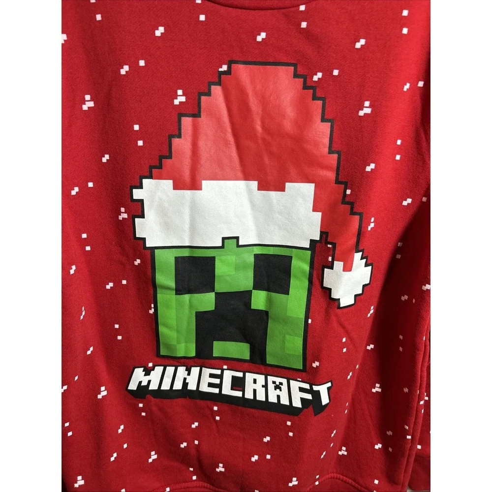 MAD ENGINE Minecraft Size XL Boys Red Santa Creeper Christmas Sweatshirt‎